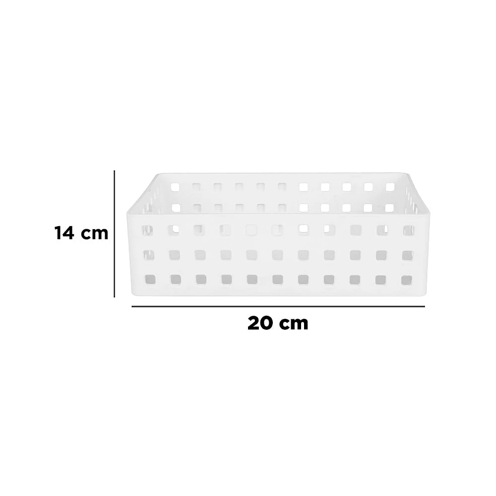 Caja De Almacenamiento Rectangular   De Diseño De Malla De Plástico   21x14x6.2 cm