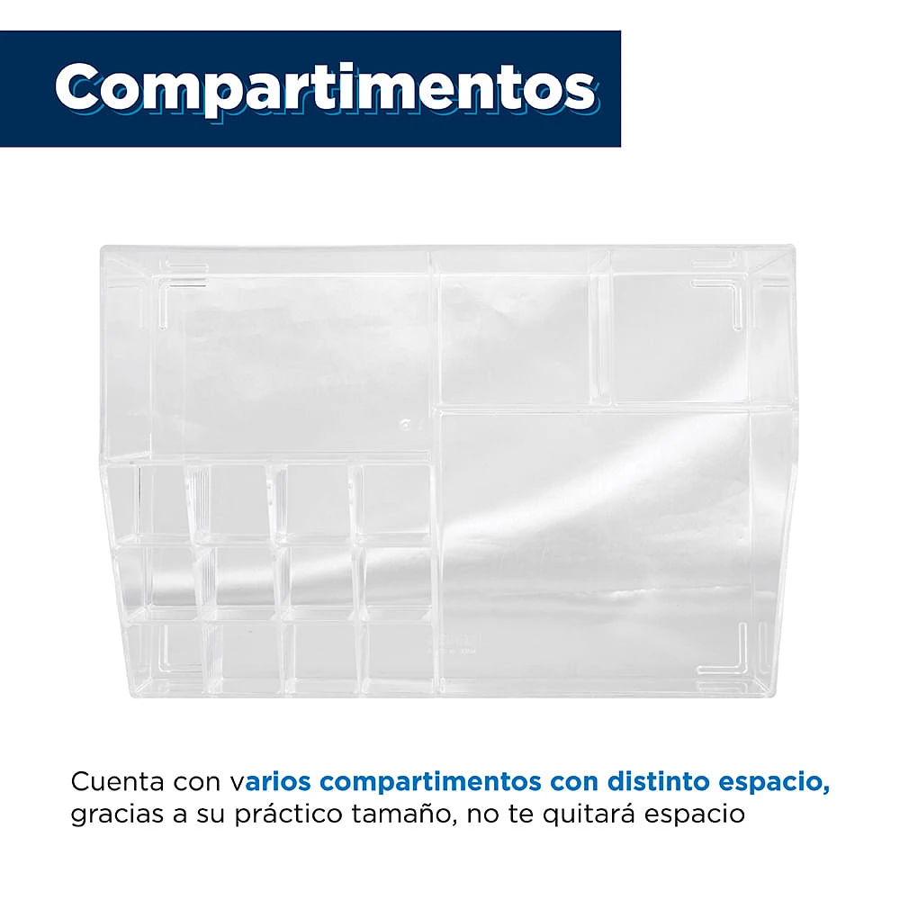 Organizador Para Cosméticos Multigrid Grande Plástico Transparente 25.9X17.6X8.3CM