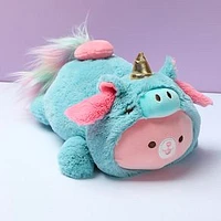 Peluche Miniso Conejita Bun Bun Disfrazado De Unicornio Felpa Azul 20x23 cm