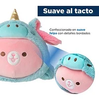 Peluche Miniso Conejita Bun Bun Disfrazado De Unicornio Felpa Azul 20x23 cm