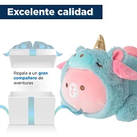 Peluche Miniso Conejita Bun Bun Disfrazado De Unicornio Felpa Azul 20x23 cm