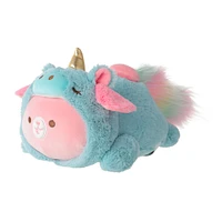 Peluche Miniso Conejita Bun Bun Disfrazado De Unicornio Felpa Azul 20x23 cm