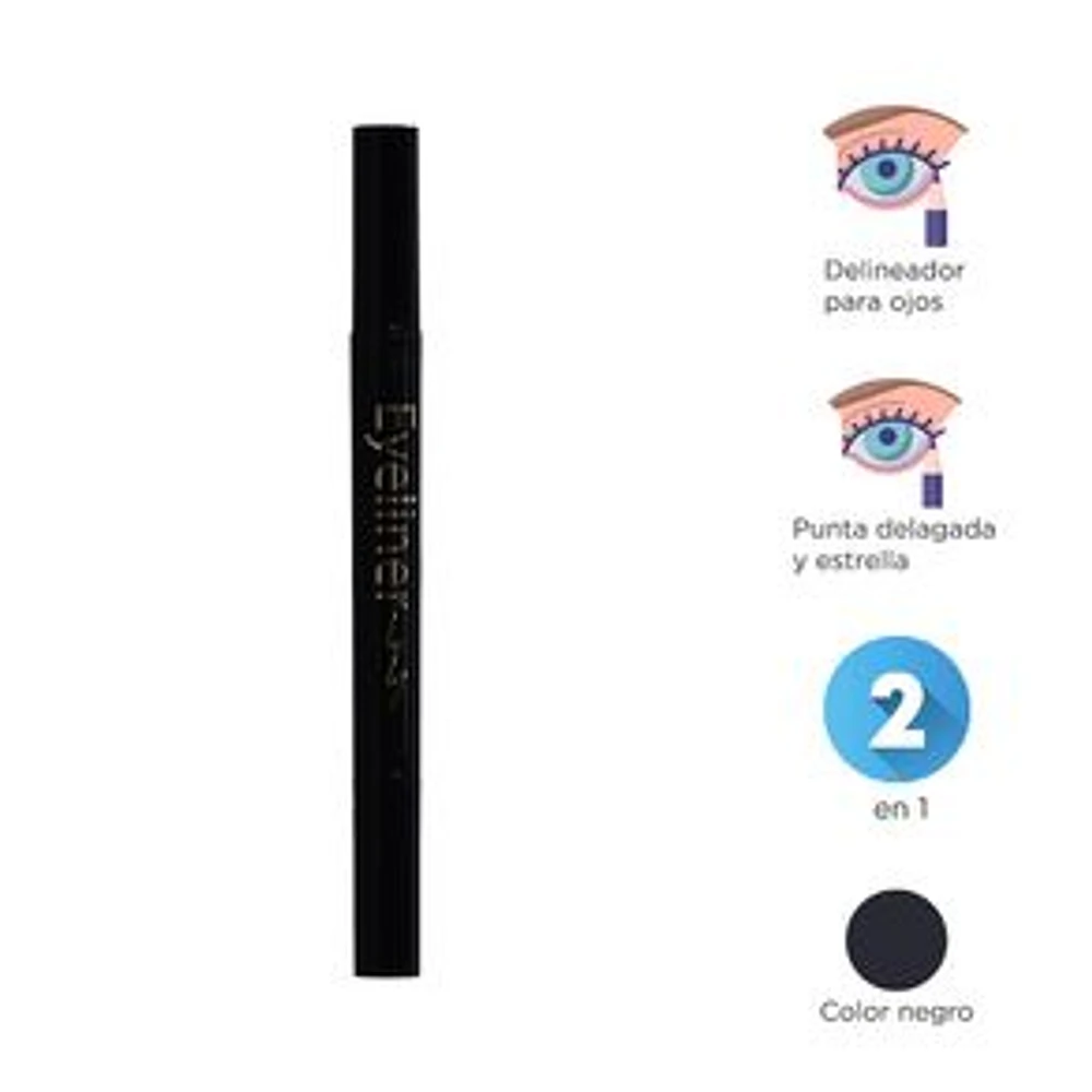 Lápiz Delineador Para Ojos Con Doble Punta Diseño De Estrella Negro 1.5 ml