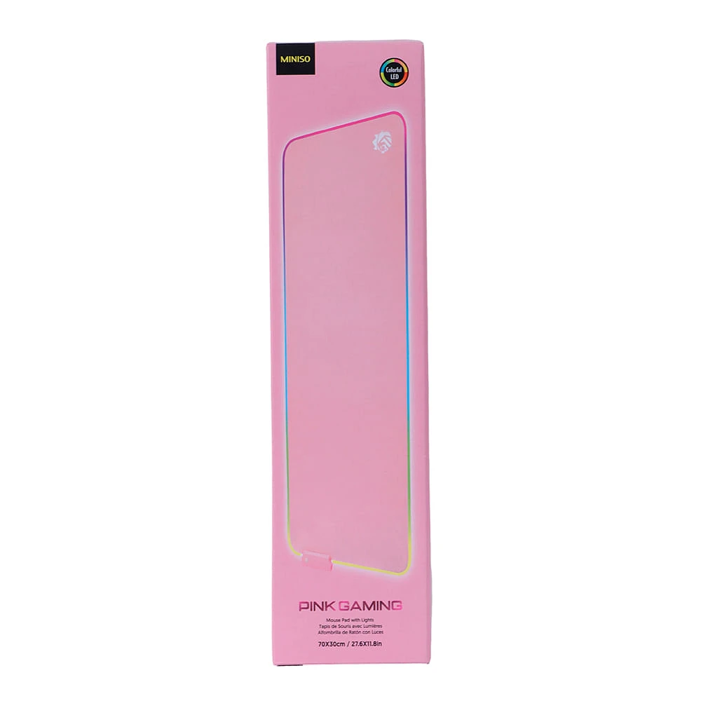 Mouse Pad Pink Gaming Poliéster Rosa 70x30 cm Iluminación RGB