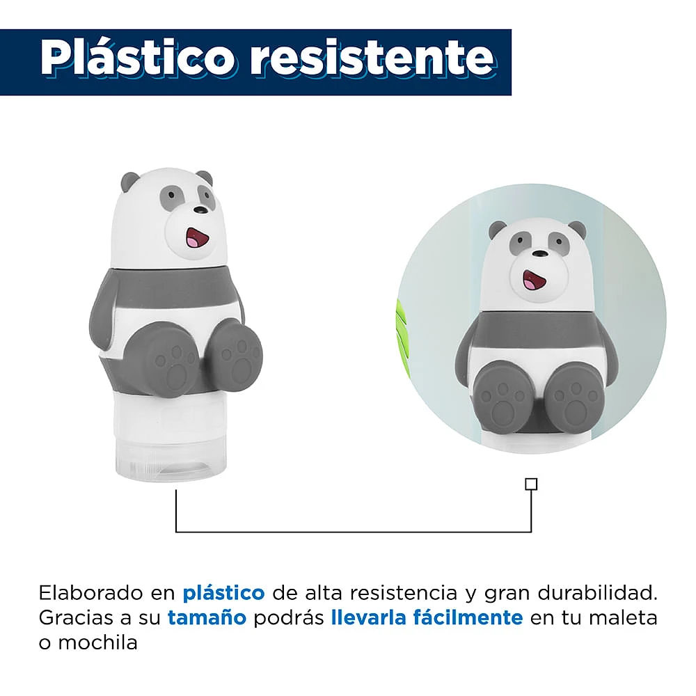 Botella De Viaje We Bare Bears Panda Silicona 10.5 cm