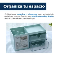 Organizador Con Cajones Multifuncional Plástico Azul 17.5x9x9.3 cm