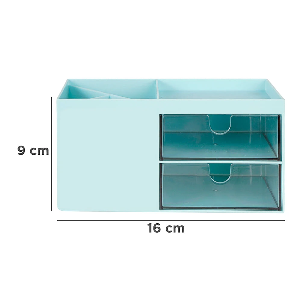 Organizador Con Cajones Multifuncional Plástico Azul 17.5x9x9.3 cm