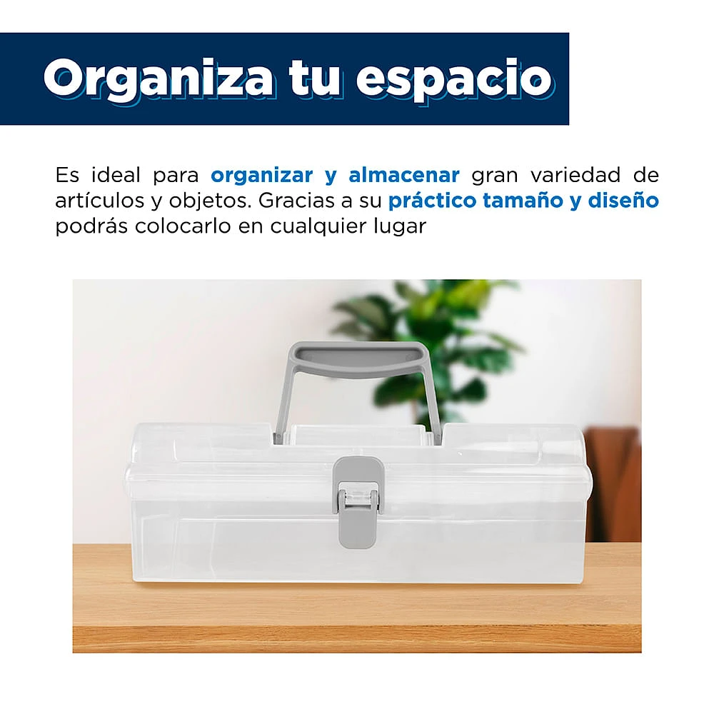 Caja De Almacenamiento Rectangular Con Broche Y Asa Superior Plástico Transparente 22.7X14.4X8.3cm