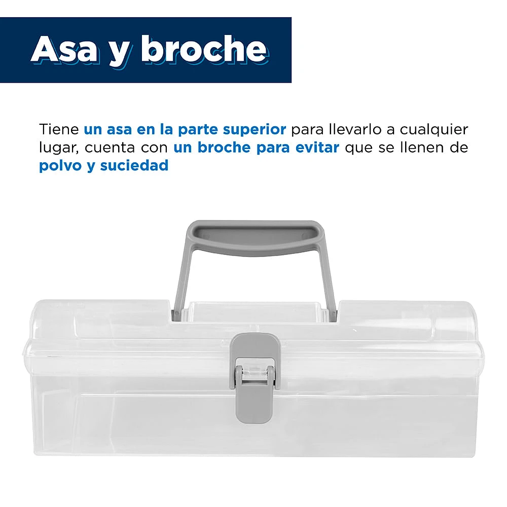 Caja De Almacenamiento Rectangular Con Broche Y Asa Superior Plástico Transparente 22.7X14.4X8.3cm
