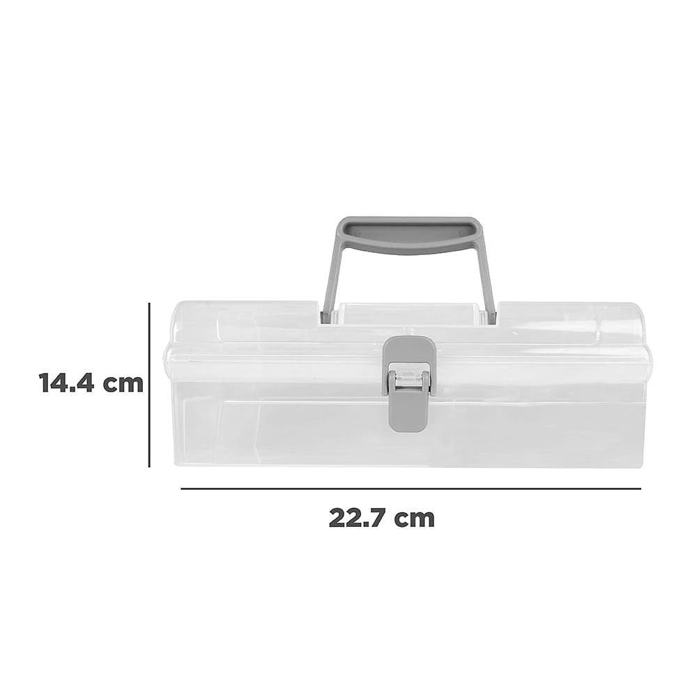 Caja De Almacenamiento Rectangular Con Broche Y Asa Superior Plástico Transparente 22.7X14.4X8.3cm