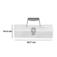 Caja De Almacenamiento Rectangular Con Broche Y Asa Superior Plástico Transparente 22.7X14.4X8.3cm
