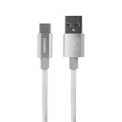 Cable De Datos USB A USBC Trenzado 3 A Aluminio Plata 2 m