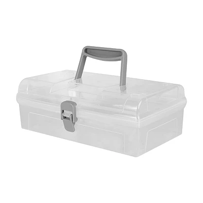 Caja De Almacenamiento Rectangular Con Broche Y Asa Superior Plástico Transparente 22.7X14.4X8.3cm