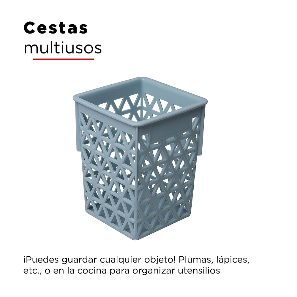 Set De Organizadores Plástico Azul 7.8x7.8x10.2 cm 3 Piezas