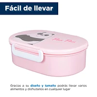 Contenedor Para Comida Con División We Bare Bears Panda Plástico Rosa 17.7x5.7 cm 650 ml