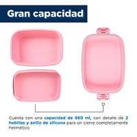 Set De Contenedor Con Cubiertos Con Tapa Y Separador Plástico Rosa 19.2X12.9X8.6cm 980 ml 4 Piezas