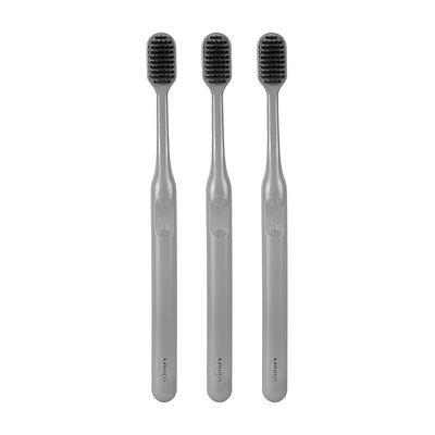 Paquete De Cepillos Dentales Negro 18.5 cm 3 Piezas