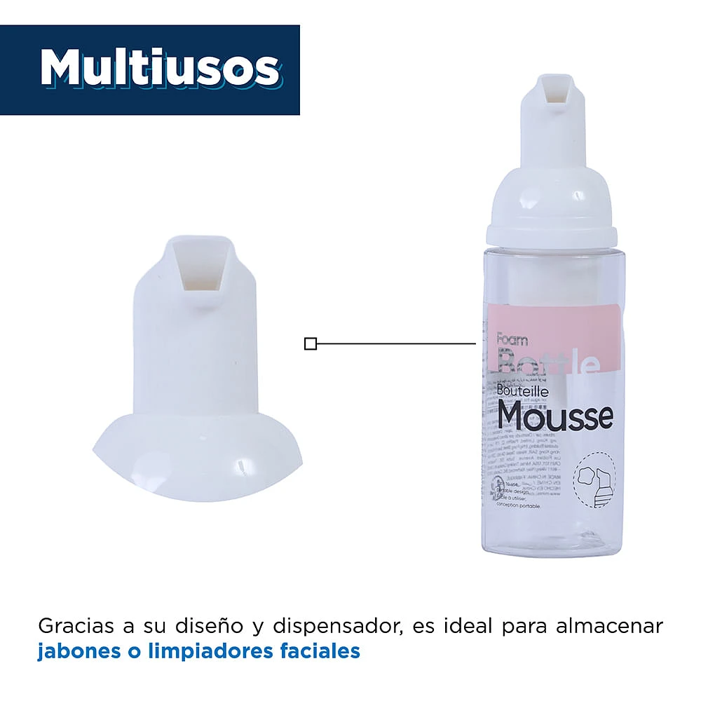 Botella De Viaje Con Dispensador De Mousse Plástico 3.5x12.2 cm 60 ml