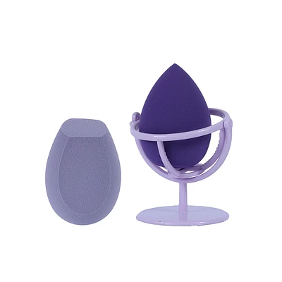 Set Esponjas De Maquillaje Con Soporte Moradas 6.5 cm 2 Piezas