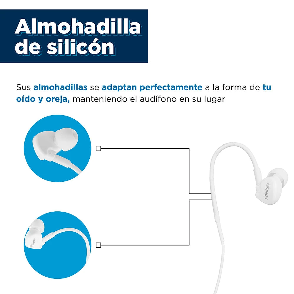 Audífonos De Cable Deportivos Mod 857 Blanco