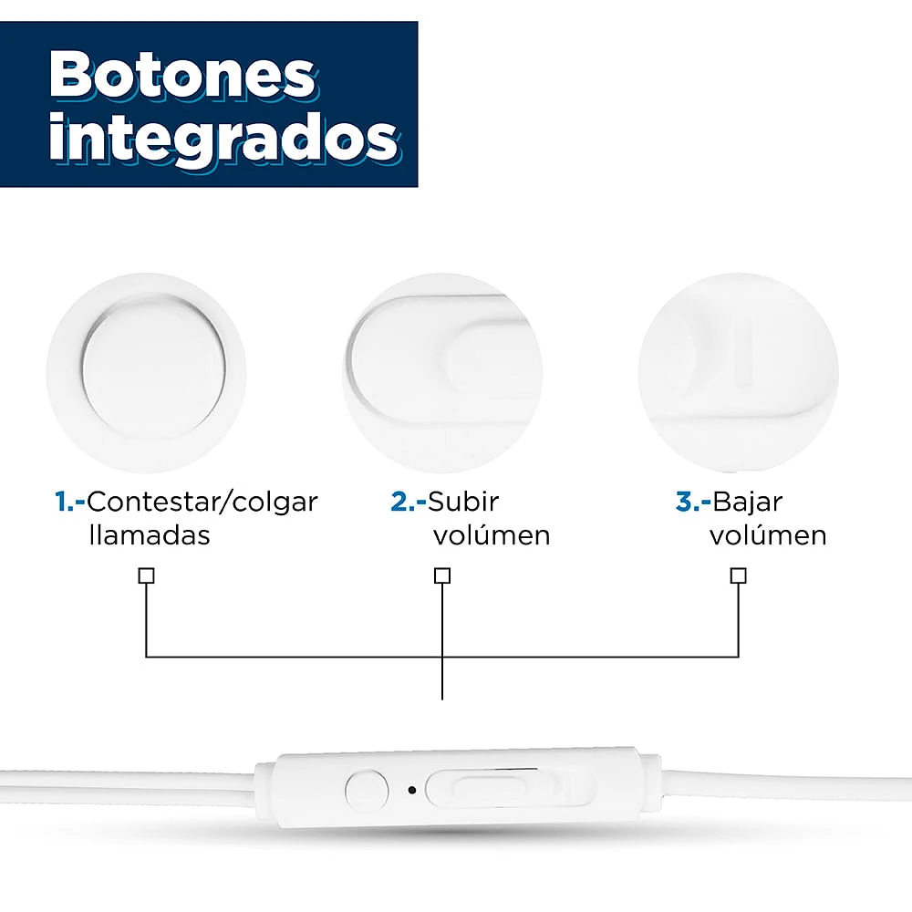 Audífonos De Cable Deportivos Mod 857 Blanco