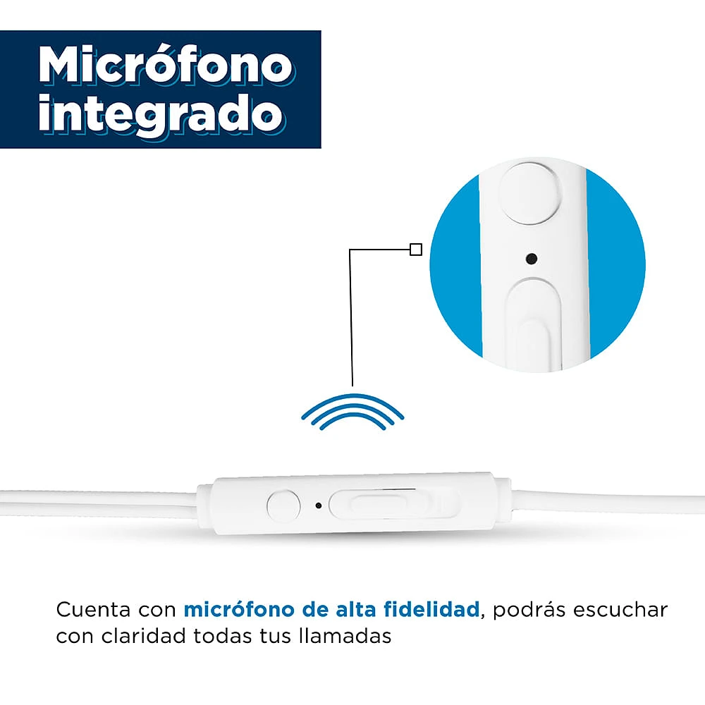 Audífonos De Cable Deportivos Mod 857 Blanco