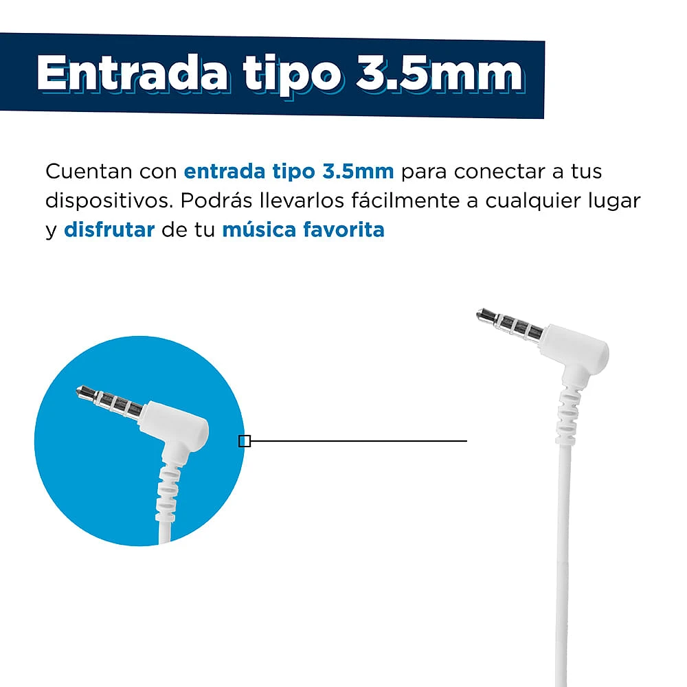 Audífonos De Cable Deportivos Mod 857 Blanco