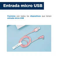 Cable De Datos Android USB a Micro USB 2.1aA Rosa 1 m