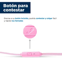 Audífonos De Cable In - Ear Con Estuche, Rosa