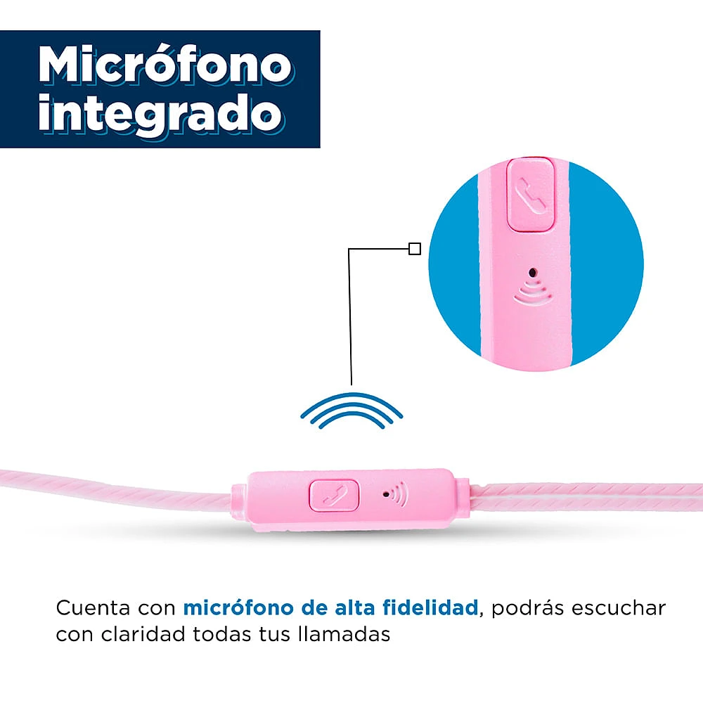 Audífonos De Cable In - Ear Con Estuche, Rosa