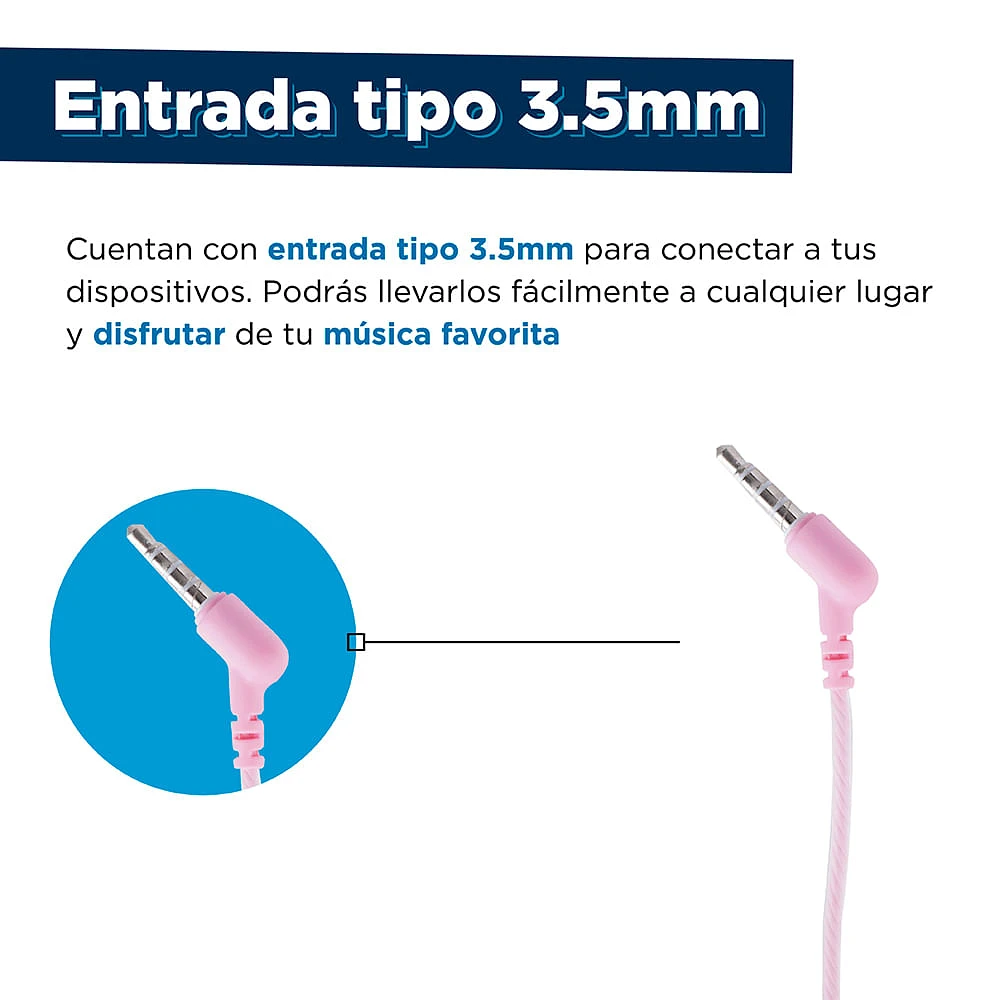 Audífonos De Cable In - Ear Con Estuche, Rosa