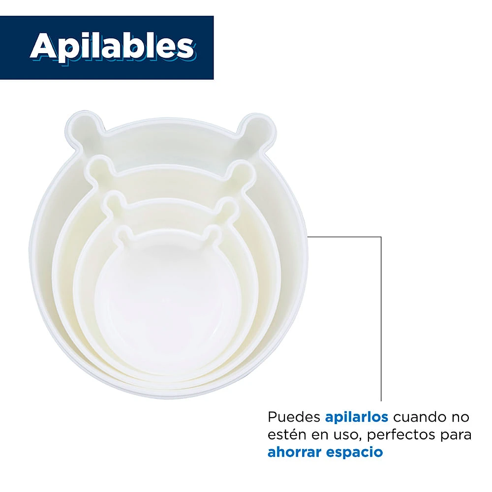 Set De Contenedores De Comida We Bare Bears Polar Blanco 640 ml, 450 ml, 280 ml, 180ml 4 Piezas