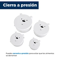 Set De Contenedores De Comida We Bare Bears Polar Blanco 640 ml, 450 ml, 280 ml, 180ml 4 Piezas