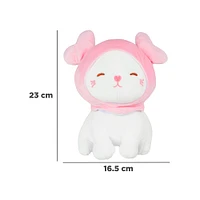 Peluche Con Gorro Y Orejas Miniso Gato Felpa Blanco 27 cm