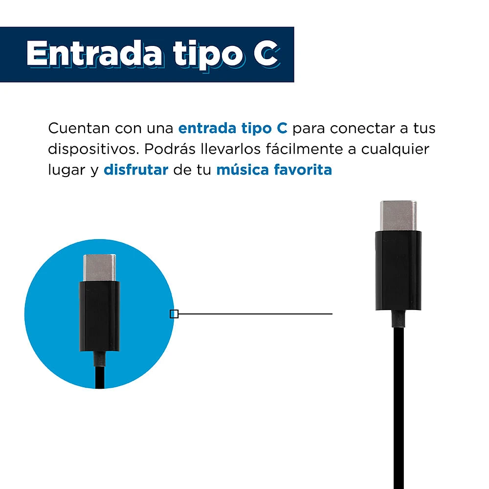 Audífonos Tipo C Con Micrófono Modelo 631T Negros 110 cm