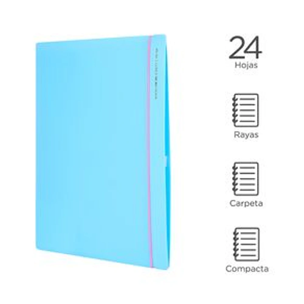 Cuaderno Rayado Con Funda Carpeta Tamaño B5 Azul 24 Hojas