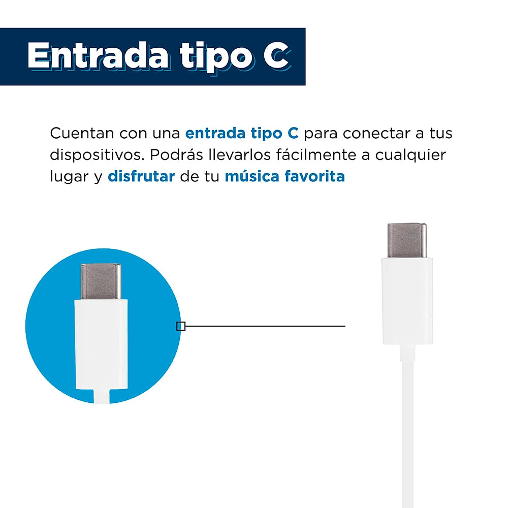 Audífonos De Cable Tipo C Blancos 110 cm