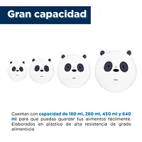 Set De Contenedores De Comida We Bare Bears Panda Para Comida Plástico Negro 640 ml, 450 ml, 280 ml, 180 ml 4 Piezas