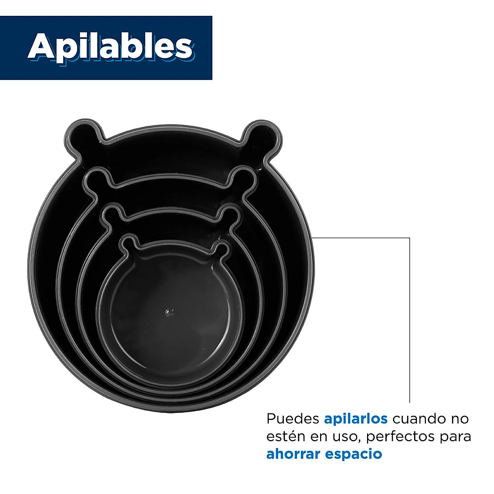 Set De Contenedores De Comida We Bare Bears Panda Para Comida Plástico Negro 640 ml, 450 ml, 280 ml, 180 ml 4 Piezas