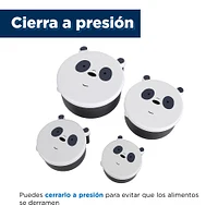 Set De Contenedores De Comida We Bare Bears Panda Para Comida Plástico Negro 640 ml, 450 ml, 280 ml, 180 ml 4 Piezas