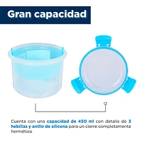 Contenedor Para Ensalada Con Separación Azul 450 ml