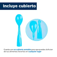 Contenedor Para Ensalada Con Separación Azul 450 ml