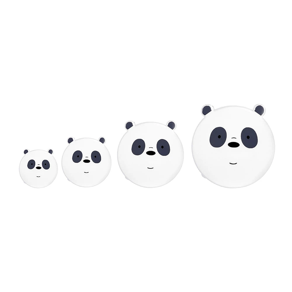 Set De Contenedores De Comida We Bare Bears Panda Para Comida Plástico Negro 640 ml, 450 ml, 280 ml, 180 ml 4 Piezas