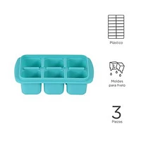 Set Moldes Para Cubos De Hielo Mini Plástico 7x4x13 cm 3 Piezas