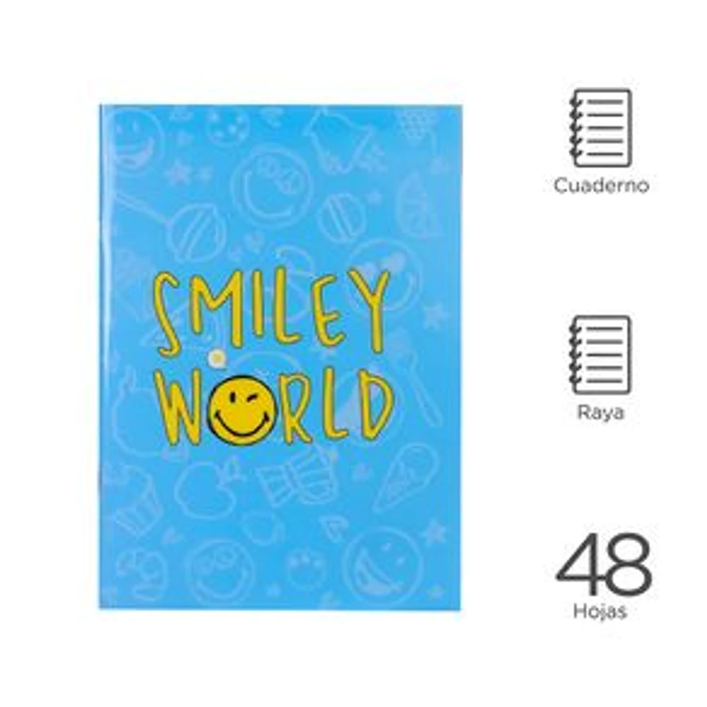 Libreta Smiley World Azul 25.5x18 cm Rayas 48 Hojas