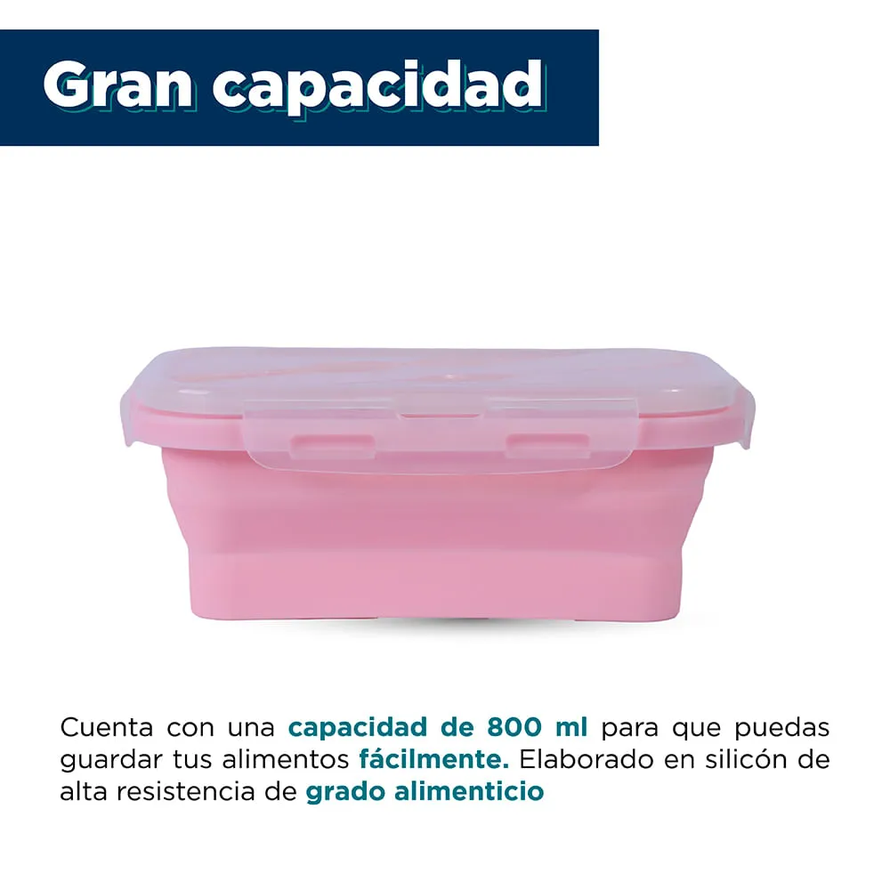 Pote Tupper Tarro De Silicona Plegable Con Tapa 1000ml