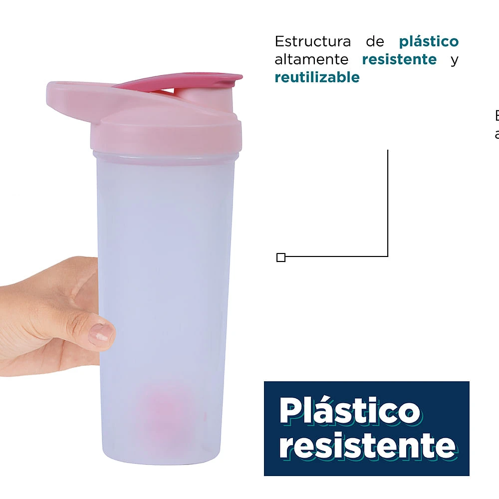Cilindro Deportivo Con Agitador Plástico Rosa 800 ml