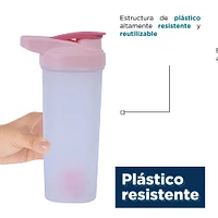 Cilindro Deportivo Con Agitador Plástico Rosa 800 ml