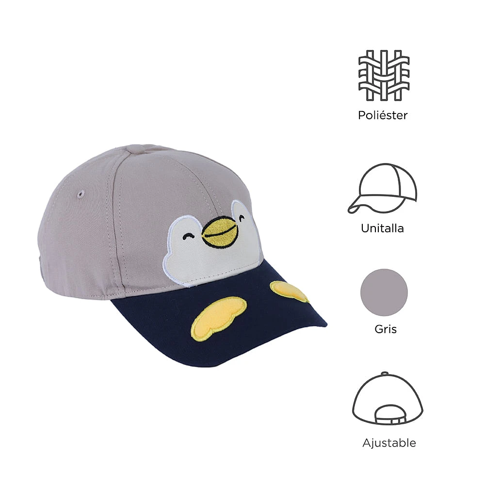 Gorra Para Niño Sr. Miniso 100% Algodón Gris 52 cm