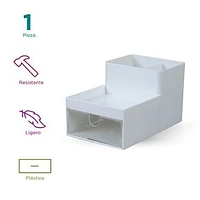 Organizador De Escritorio Plástico Blanco 16x9.8x9.2 cm